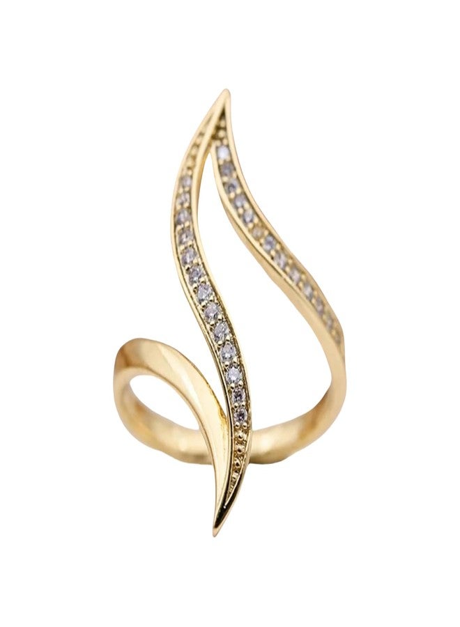 BlingNook Cubic Zirconia Rings For Women, Trendy Gold Plated Infinity Twisted Wave Design Stackable Statement Engagement Ring Wedding Jewelry Promise Gift (Gold, 6) - Image 1